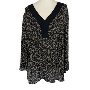 Lane Bryant Silk Floral Babydoll Top Size 22/24 Dark Romantic Office Career Boho